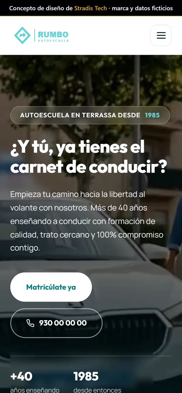 La misma web en móvil